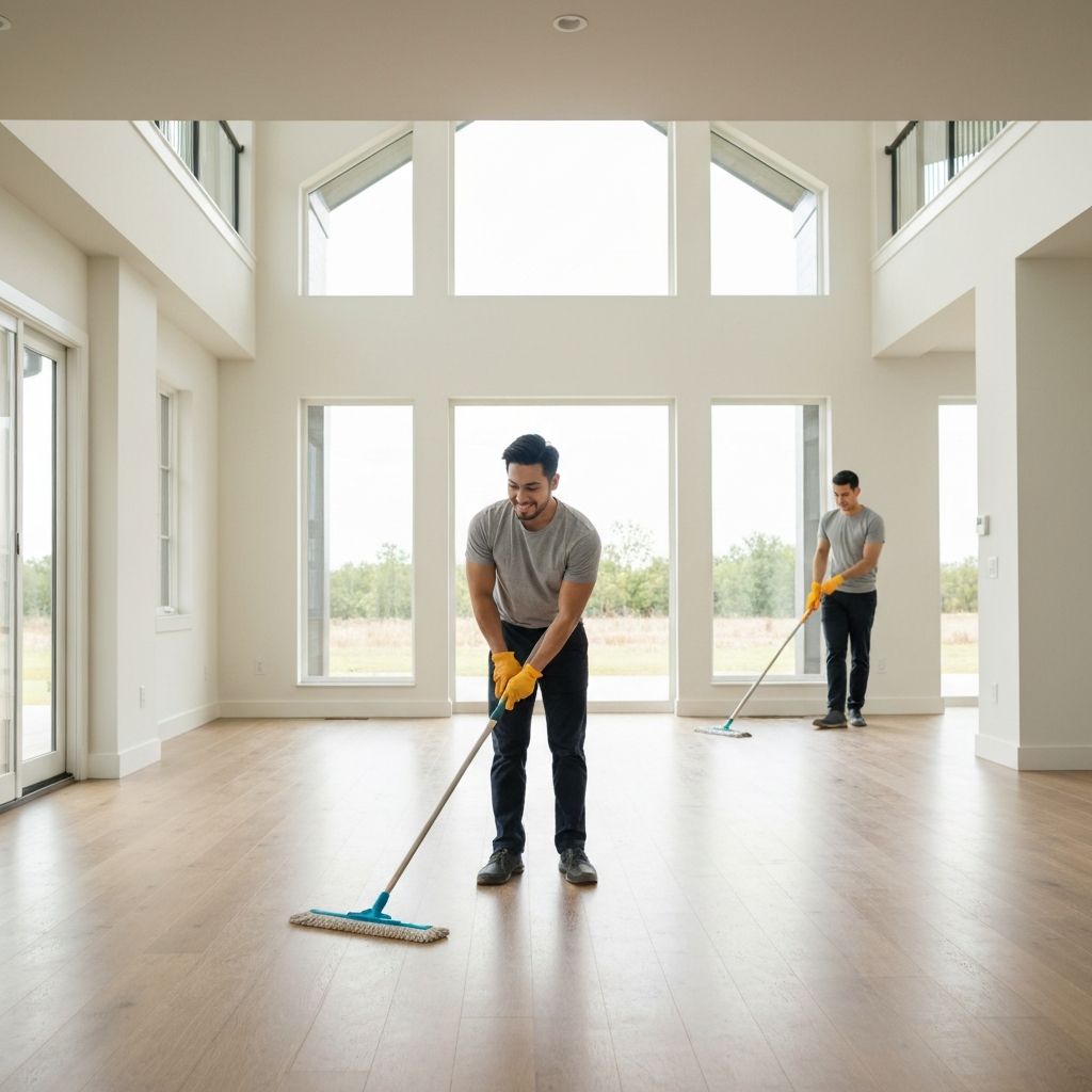 Cleaning team preparing luxury home for move